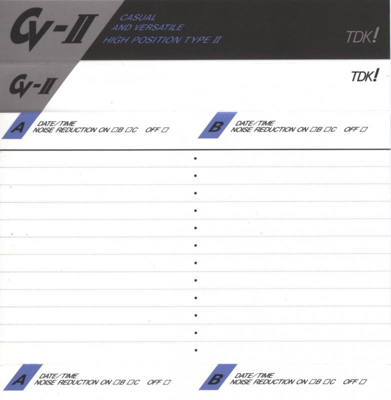 Compact Cassette TDK CV-II 90 "CV2-90" Type II Chrome 1990 Japan