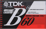Compact Cassette TDK B 60 Type I Normal 1990 Japan