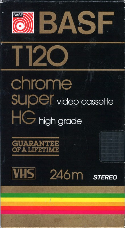 VHS, Video Home System BASF super HG 120 Type II Chrome 1985 North America