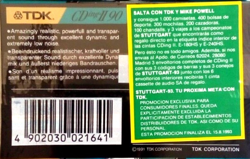 Compact Cassette TDK CDing 2 90 Type II Chrome 1991 Europe