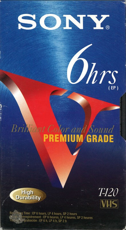 VHS, Video Home System Sony Premium Grade 120 "T-120VF" Type I Normal 1999 North America