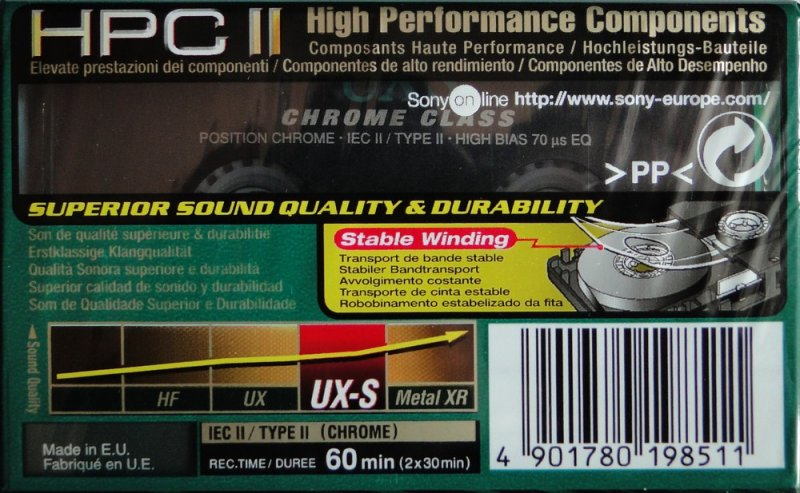 Compact Cassette Sony UX-S 60 Type II Chrome 2000 Europe