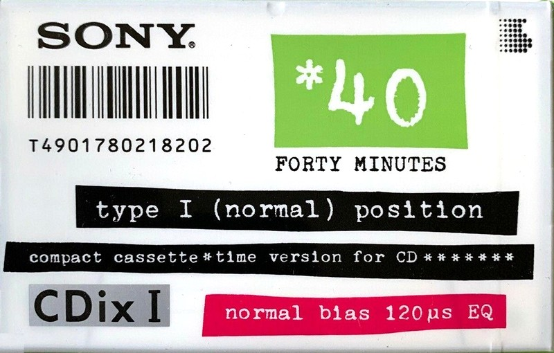 Compact Cassette Sony CDix I 40 "C-40CDX1a" Type I Normal 1992 Japan