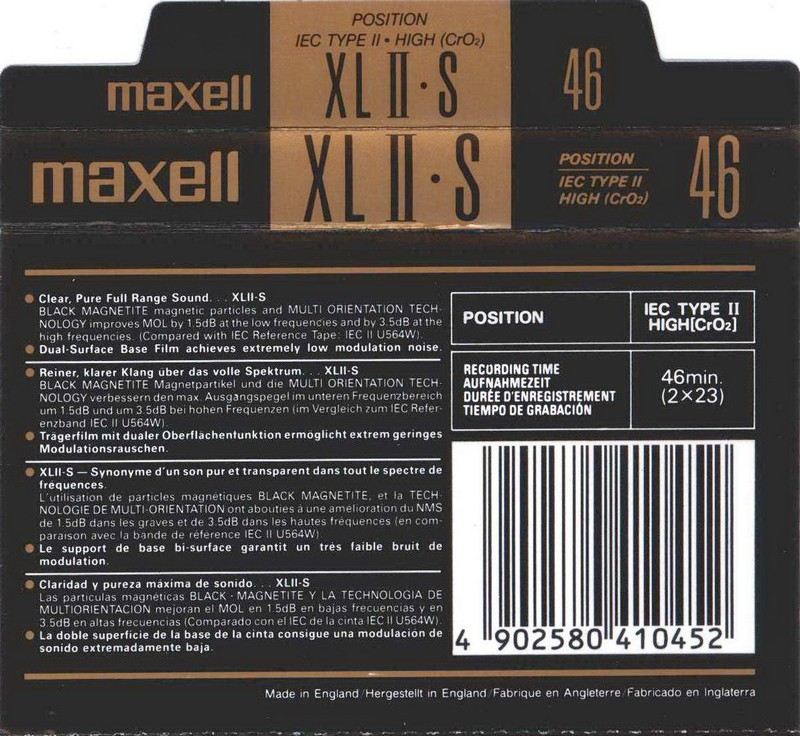 Compact Cassette Maxell XLII-S 46 Type II Chrome 1992 Europe