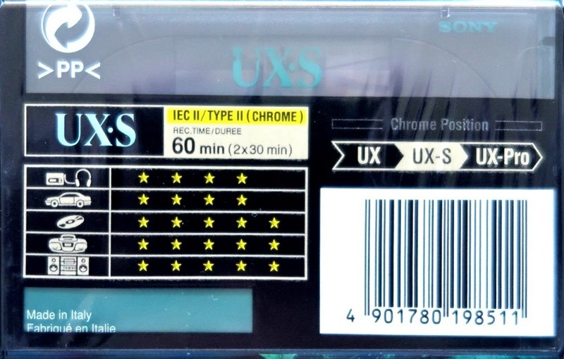 Compact Cassette Sony UX-S 60 "C-60 UXSC" Type II Chrome 1998 Europe