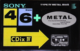 Compact Cassette Sony CDix IV 46 "C-46CDX4" Type IV Metal 1991 Japan