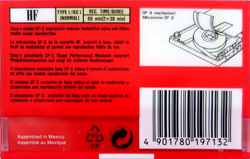 Compact Cassette Sony HF 60 Type I Normal 1992 Europe