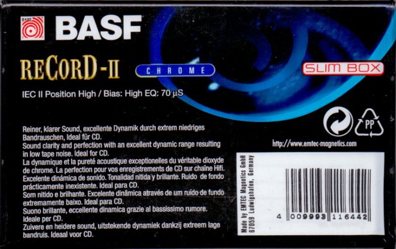 Compact Cassette BASF Record II 74 Type II Chrome 1997 Europe