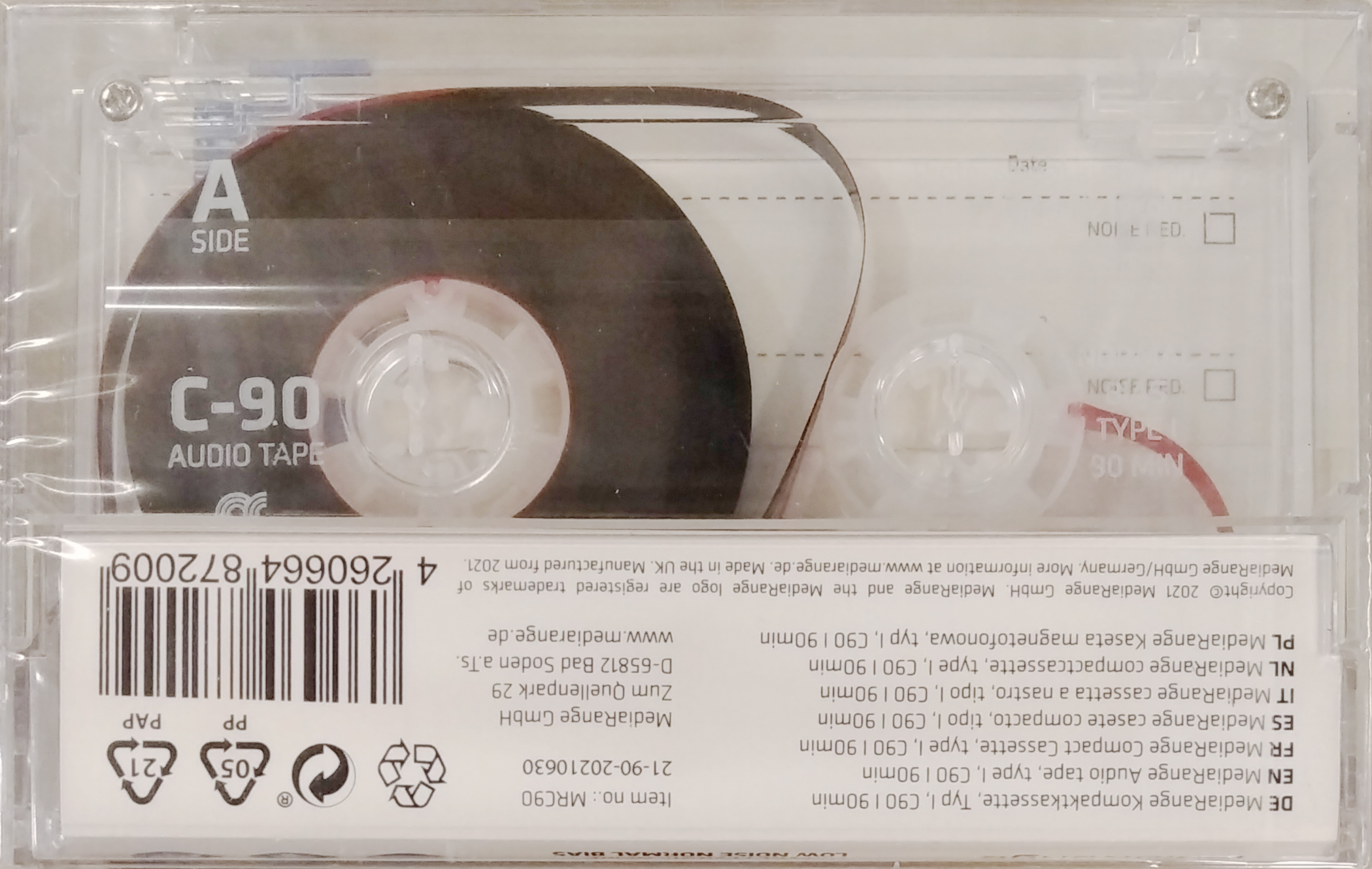 Compact Cassette Mediarange 90 "MRC90" Type I Normal 2021 Europe