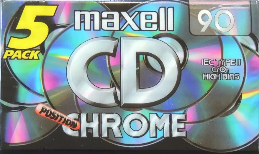 5 pack Maxell CD chrome 90 Type II Chrome 1998 Europe