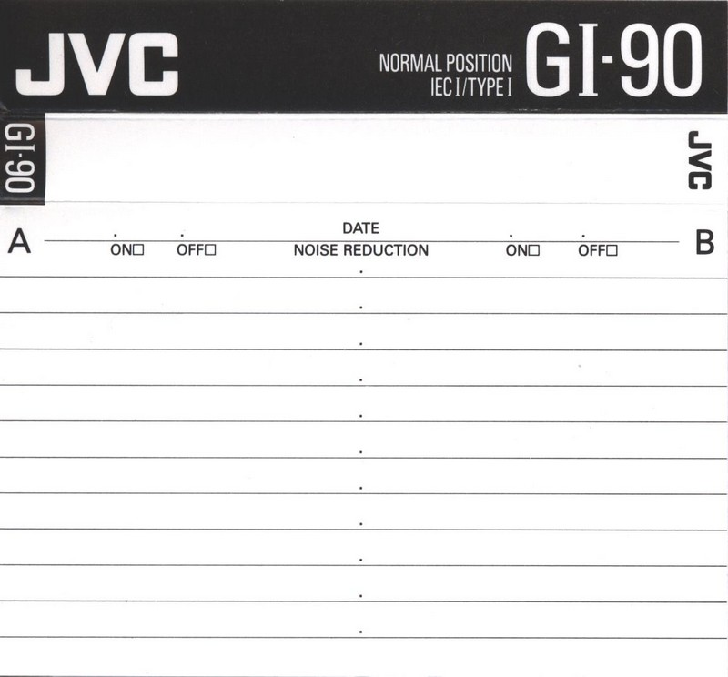 Compact Cassette JVC GI 90 "G1-90A" Type I Normal 1990 North America