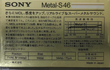 Compact Cassette Sony Metal-S 46 Type IV Metal 1985 Japan