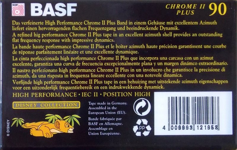 Compact Cassette BASF Chrome II Plus 90 "The Lion King Edition 1" Type II Chrome 1995 Europe