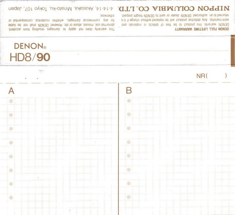 Compact Cassette Denon HD8 90 Type II Chrome 1988 USA
