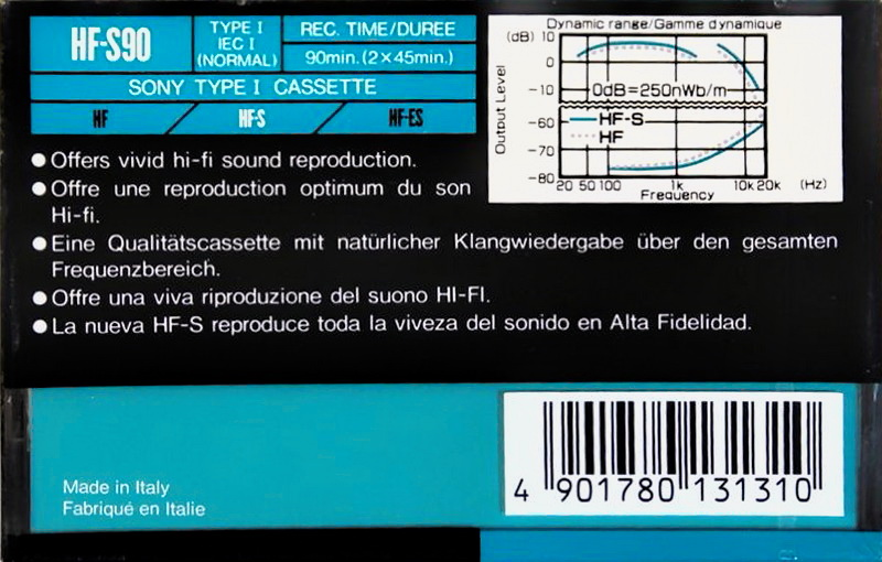 Compact Cassette Sony HF-S 90 Type I Normal 1990 Europe
