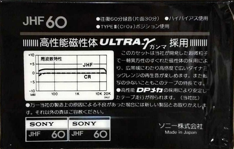 Compact Cassette Sony JHF 60 Type II Chrome 1978 Japan