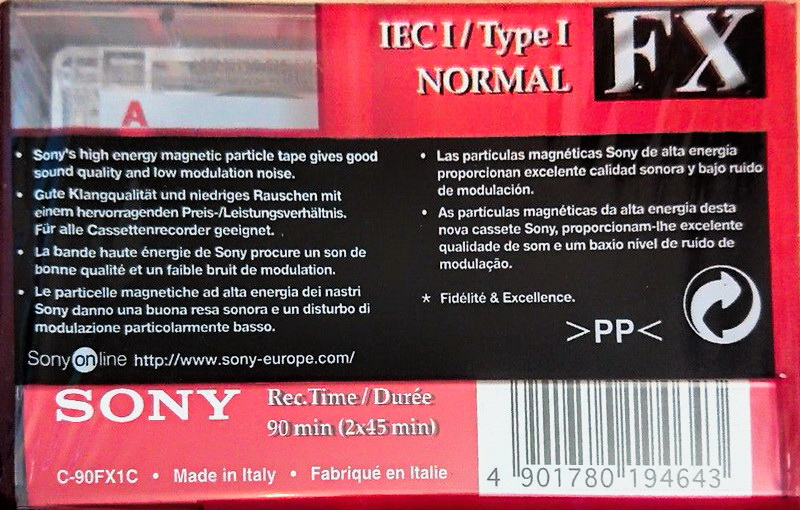 Compact Cassette Sony FX 90 "C-90FX1C" Type I Normal 1998 Europe