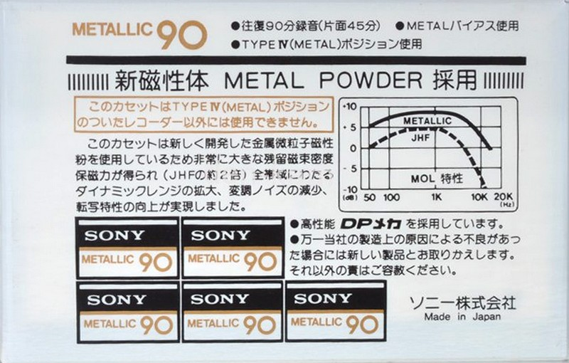 Compact Cassette Sony Metallic 90 Type IV Metal 1978 Japan