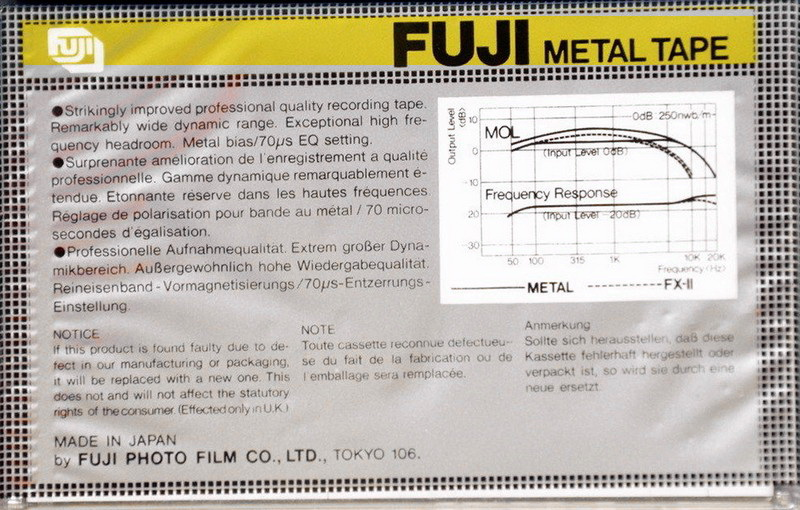 Compact Cassette Fuji Metal Tape 46 Type IV Metal 1980 Europe, North America