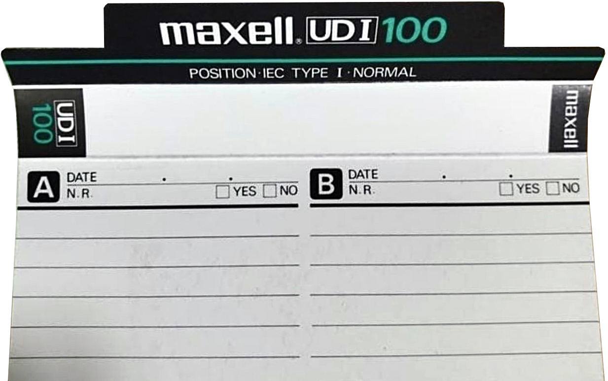Compact Cassette Maxell UDI / UD1 100 Type I Normal 1985 Europe