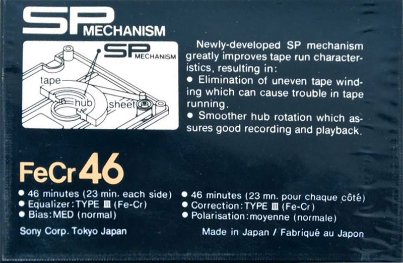 Compact Cassette Sony FeCr 46 Type III Ferro Chrome 1978 North America