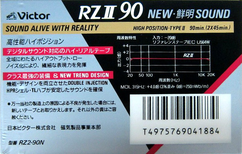 Compact Cassette Victor RZII 90 "RZ2-90N" Type II Chrome 1990 Japan
