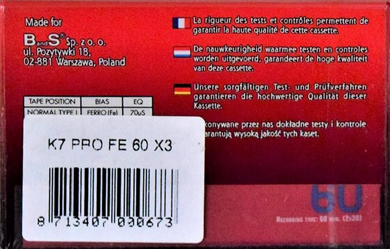 Compact Cassette B&S 60 Type I Normal Poland