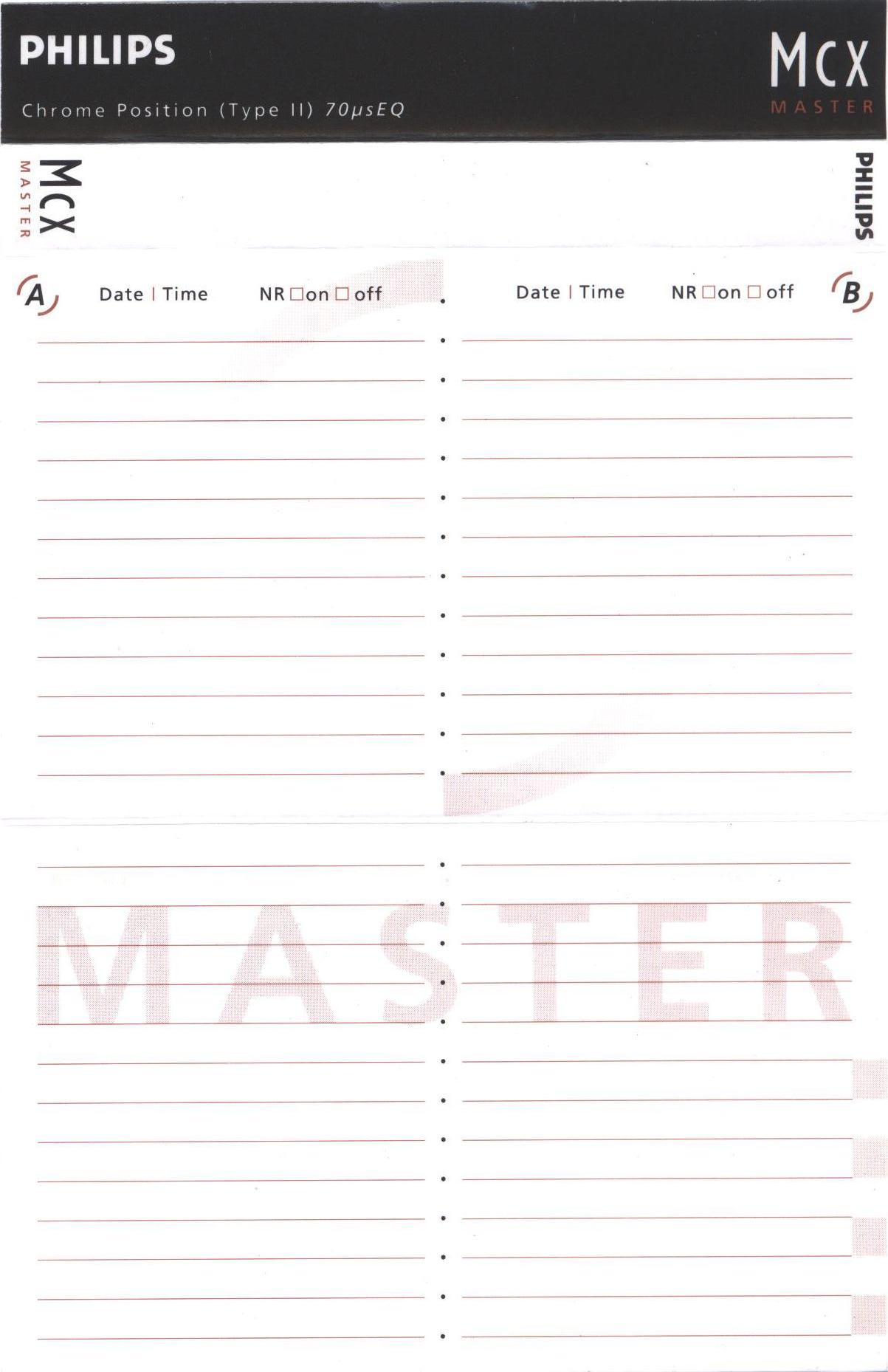 Compact Cassette Philips MCX Master 90 Type II Chrome 1990 Europe