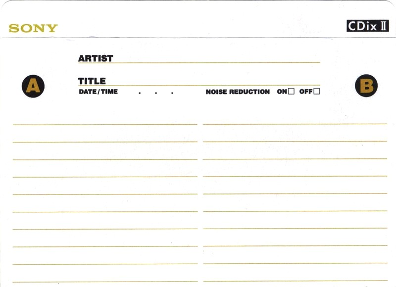 Compact Cassette Sony CDix II 90 "C-90CDX2C" Type II Chrome 1995 Japan