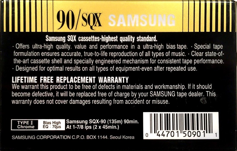 Compact Cassette Samsung SQX 90 Type II Chrome USA