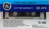 Compact Cassette GE / General Electric GE-HFX 60 Type I Normal 1988 USA
