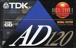 Compact Cassette TDK AD 120 "AD-120" Type I Normal 1992 Thailand