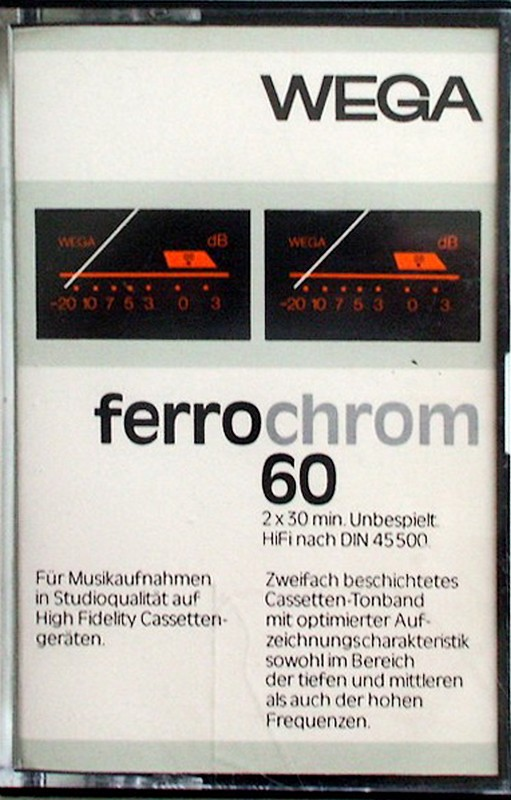 Compact Cassette Wega 60 Type III Ferro Chrome 1980 Germany