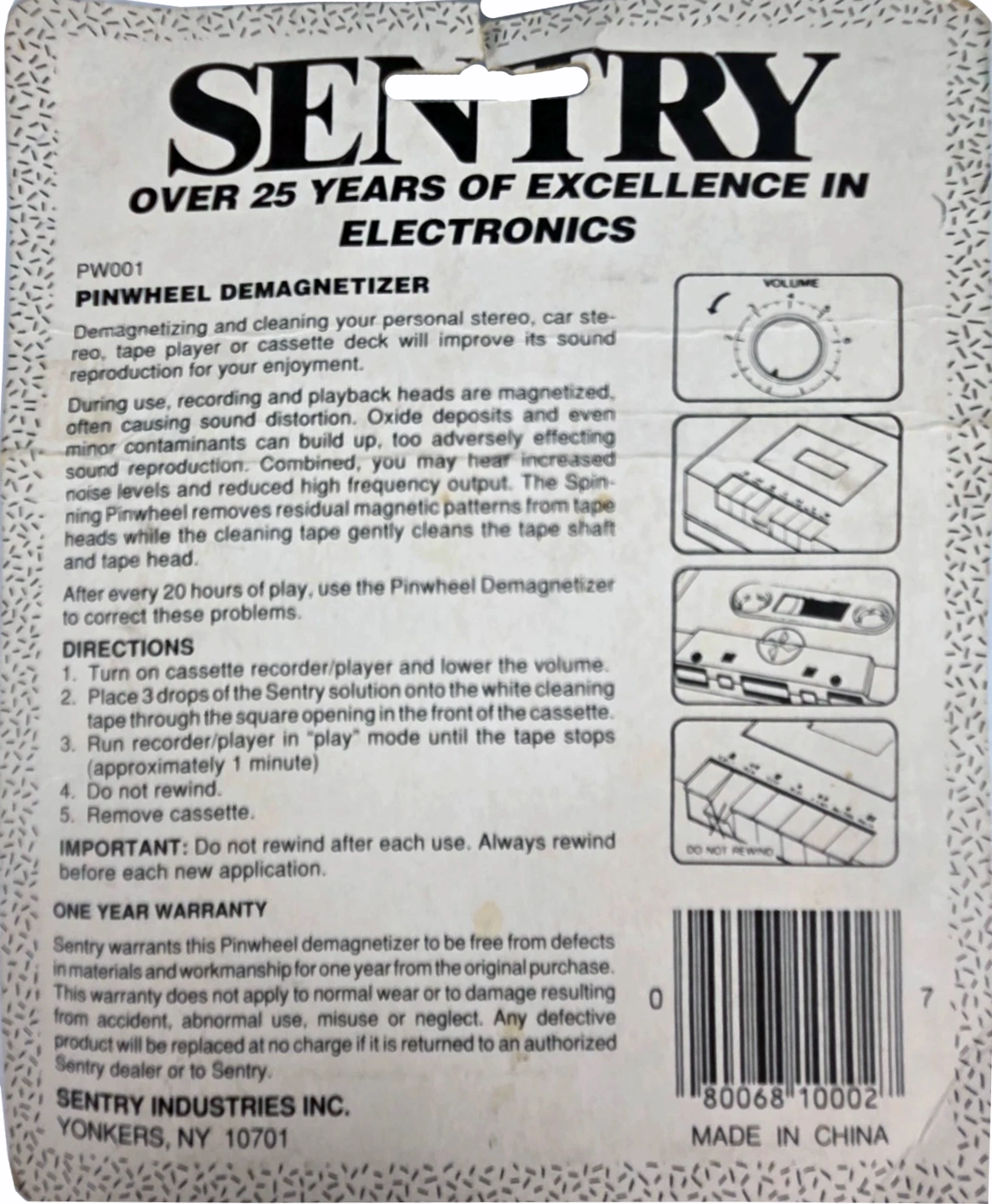 Blister Sentry "PINWHEEL PW001" Cleaning Cassette 1996 USA