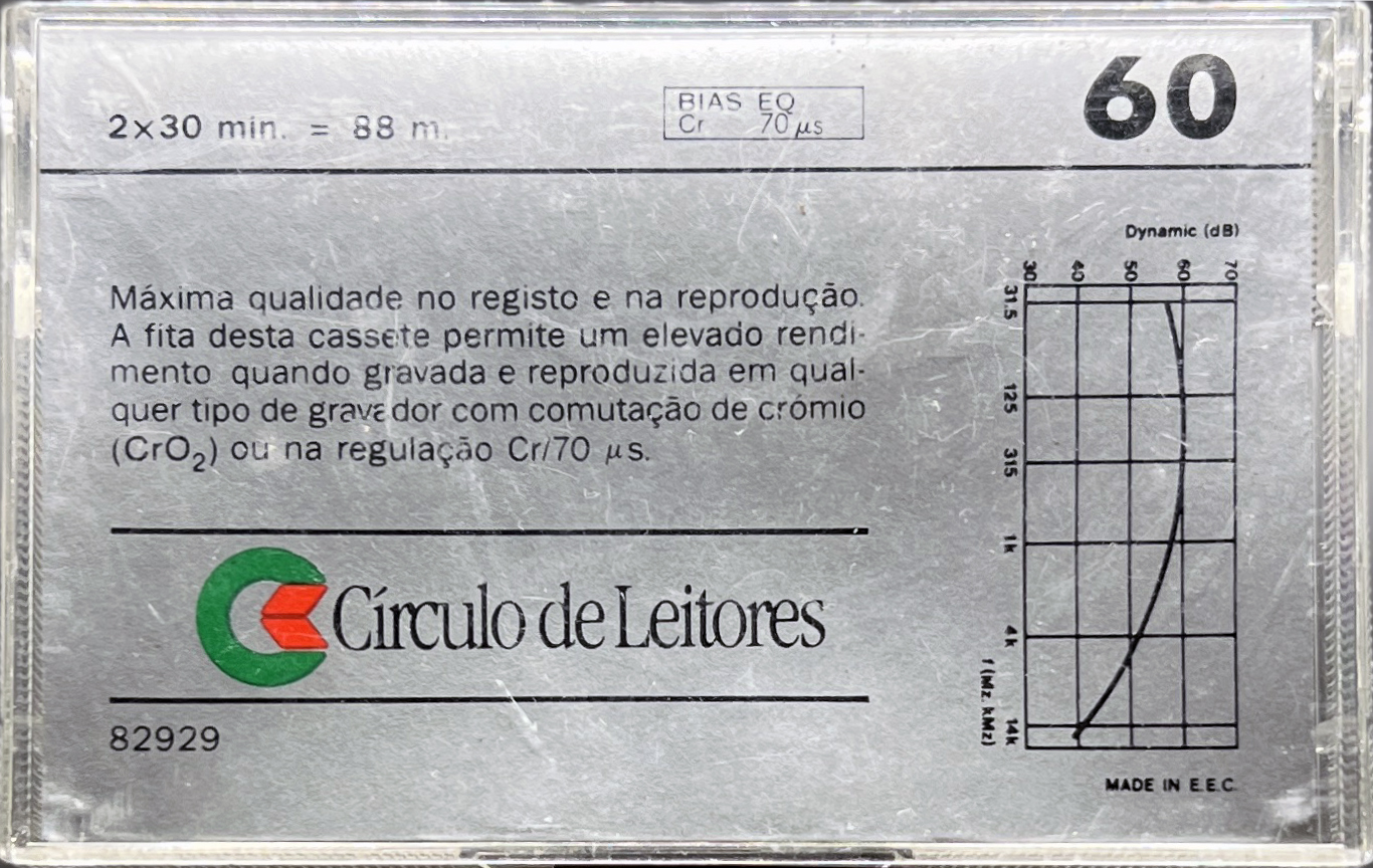 Compact Cassette Circulo de Leitores 60 "Cromio CR" Type II Chrome Portugal