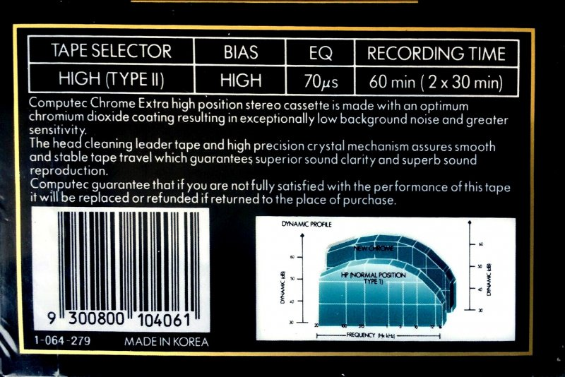 Compact Cassette Computec 60 Type II Chrome South Korea