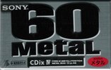Compact Cassette Sony CDix IV 60 "C-60CDX4E" Type IV Metal 1997 Japan