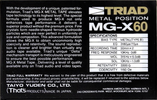 Compact Cassette Triad MG-X 60 Type IV Metal 1986 North America