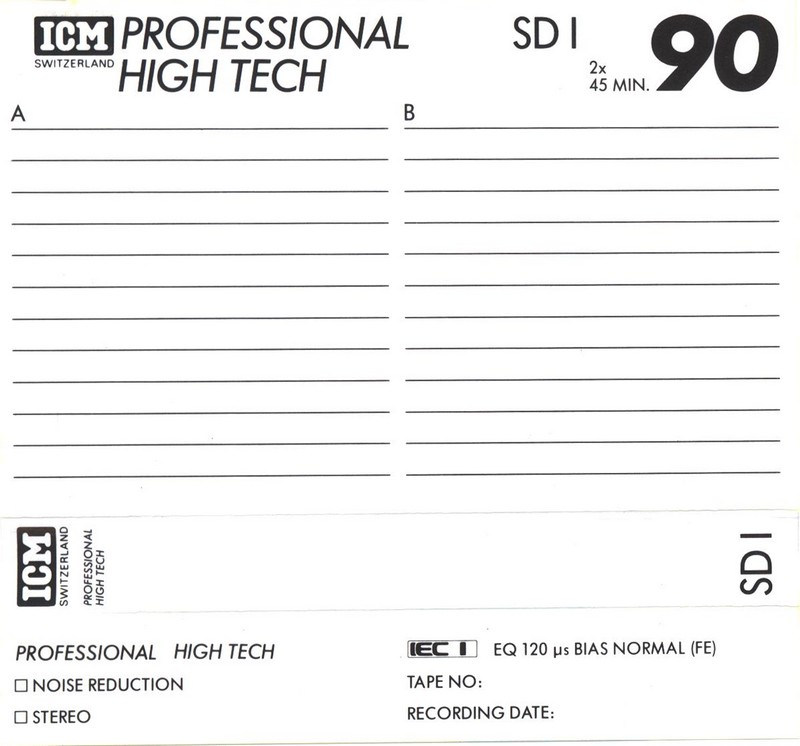 Compact Cassette ICM SD I 90 Type I Normal 1987 Europe