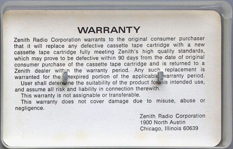 Compact Cassette Zenith L 60 Type I Normal USA