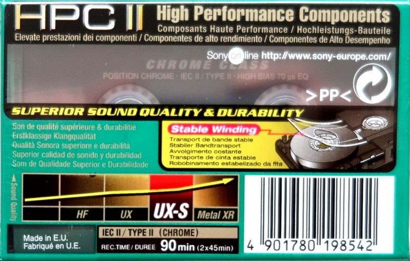 Compact Cassette Sony UX-S 90 Type II Chrome 2000 Europe