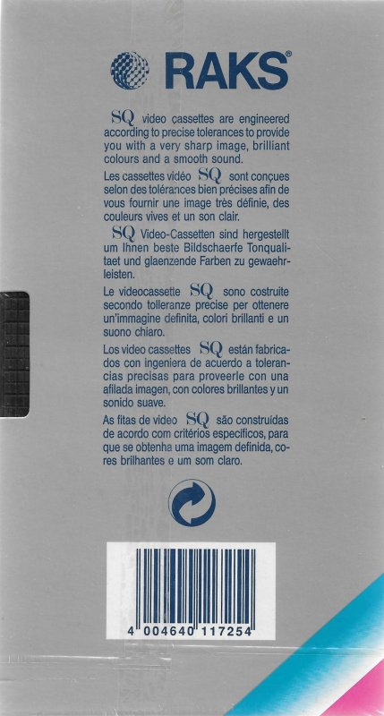 VHS, Video Home System RAKS SQ 195 Type I Normal 1985 Europe