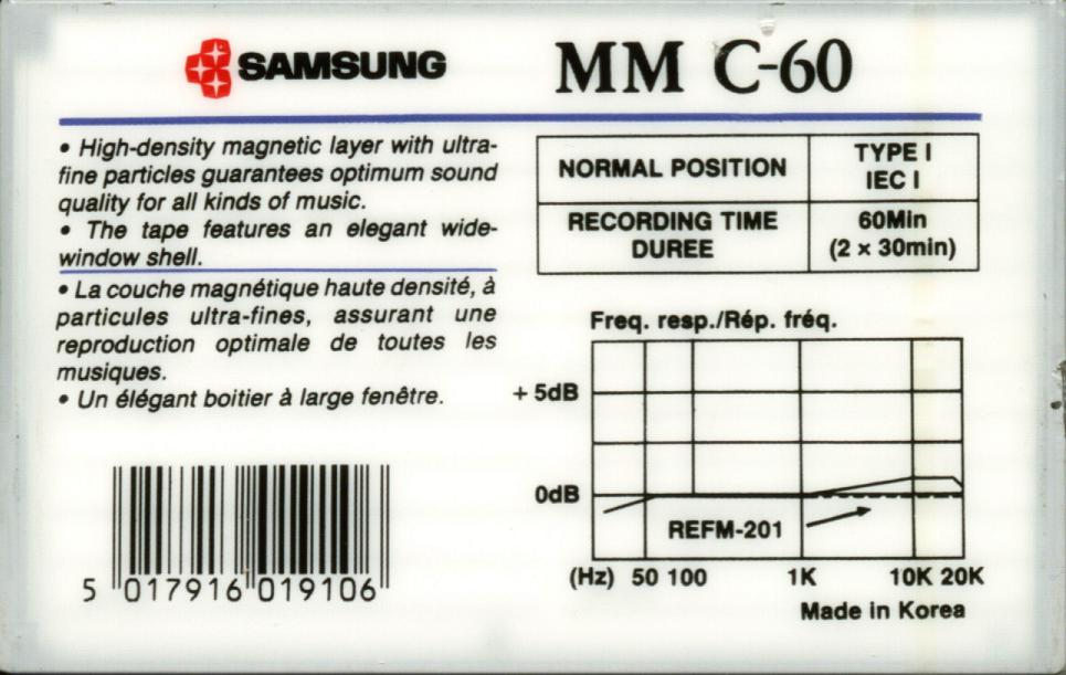 Compact Cassette Samsung MM 60 Type I Normal 1993 Europe