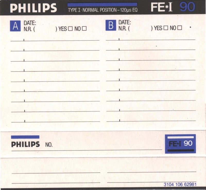 Compact Cassette Philips FE-I 90 Type I Normal 1985 Europe