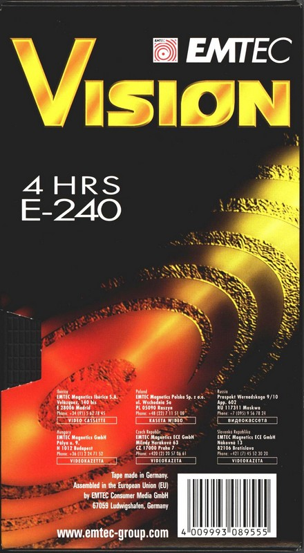 VHS, Video Home System Emtec Vision 240 Type II Chrome 2002 Worldwide