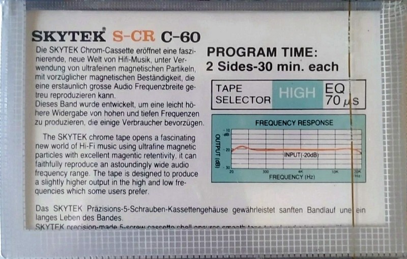 Compact Cassette Skytek S-CR 60 Type II Chrome 1984 Europe