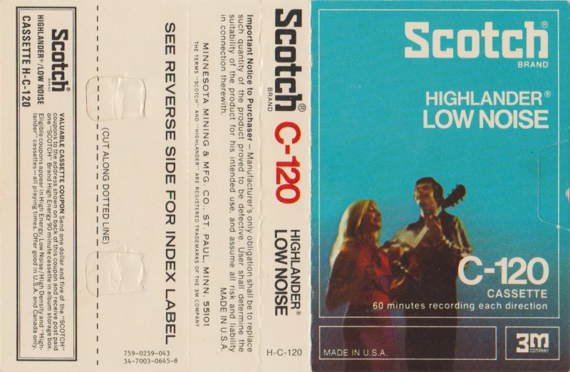 Compact Cassette Scotch Highlander 120 Type I Normal 1973 USA