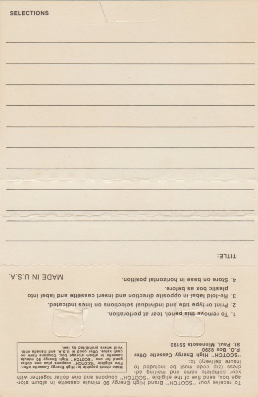 Compact Cassette Scotch Highlander 120 Type I Normal 1973 USA