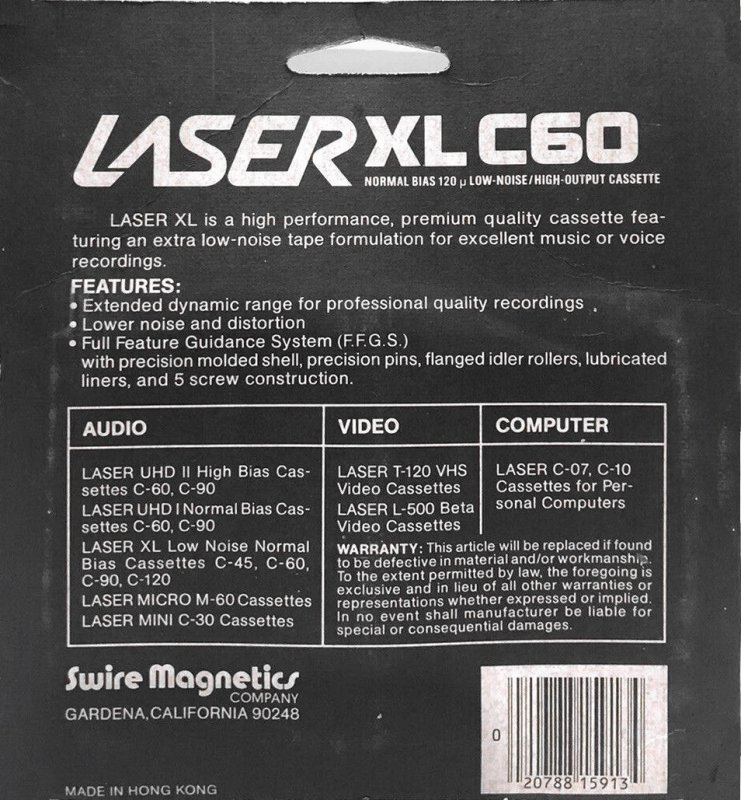 Blister Laser XL 60 Type I Normal 1983 USA