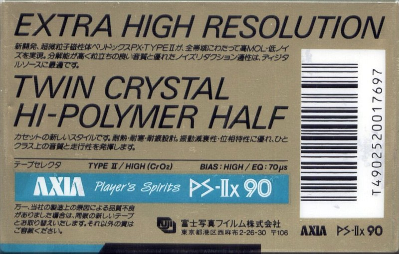 Compact Cassette AXIA PS-IIx 90 Type II Chrome 1987 Japan